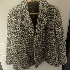 Rachel zoe blazer oversized small tweed with silver piping like new.